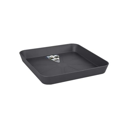 elho Loft Urban Untersetzer Eckig 28 - Untersetzer für Außen & Zubehör - Ø 27.5 x H 3.8 cm - Schwarz/Anthrazit von elho