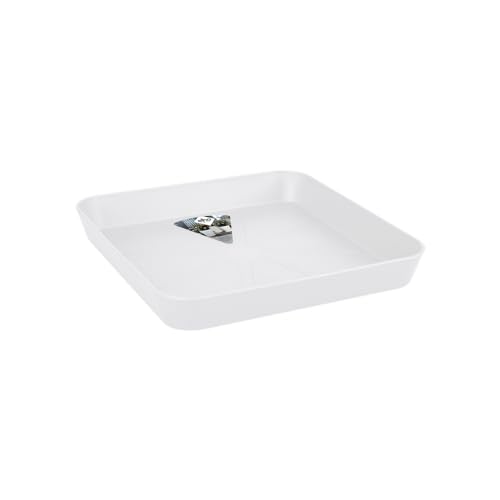 elho Loft Urban Untersetzer Eckig 28 - Untersetzer für Außen & Zubehör - Ø 27.5 x H 3.8 cm - Weiß/Weiss von elho