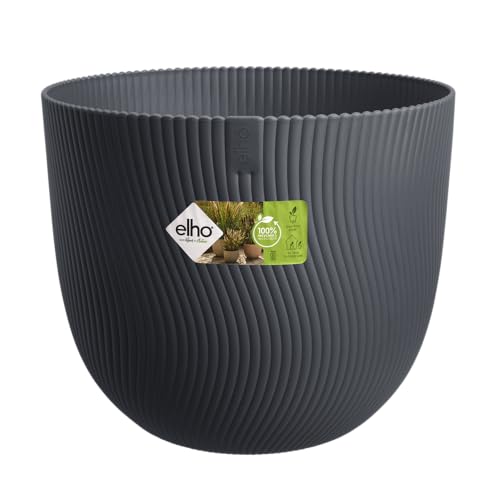 elho Sereh Rund 47 - Blumentopf für Innen und Außen - 100% Recyceltem Plastik - Ø 47.0 x H 40.1 cm - Schwarz/Anthrazit von elho