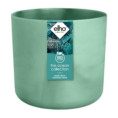 elho The Ocean Collection rund 22cm Blumentopf - Pflanzentopf hergestellt aus Meeresabfällen - 100 % recyceltes Material - Grün/Pazifikgrün von elho