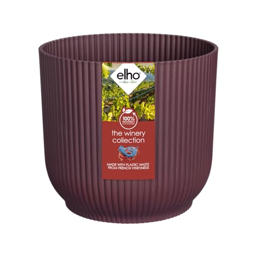 elho The Winery Collection 18 - Blumentopf für Innen - 100% Recyceltem Plastik - Ø 18.3 x H 16.8 cm - Rot/Bordeauxrot von elho