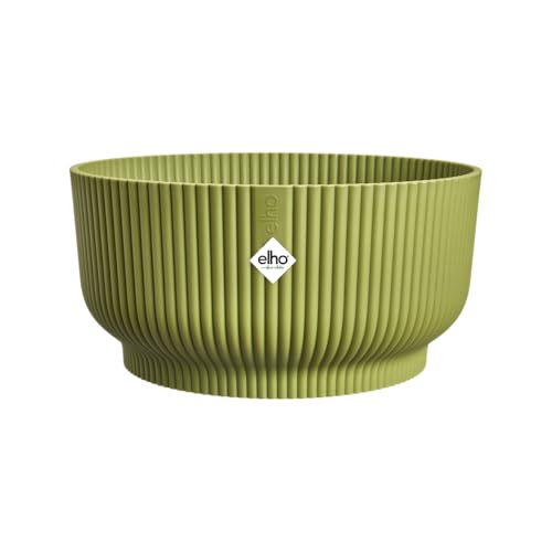elho Vibes Fold Bowl 25 - Blumentopf für Innen - 100% Recyceltem Plastik - Ø 24.9 x H 12.1 cm - Grün/Ferngrün von elho