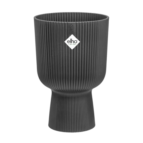 elho Vibes Fold Coupe 14 Pflanzentopf - Blumentopf für Innen - 100% recyceltem Plastik - Ø 13.9 x H 21.0 cm - Schwarz/Anthrazit von elho