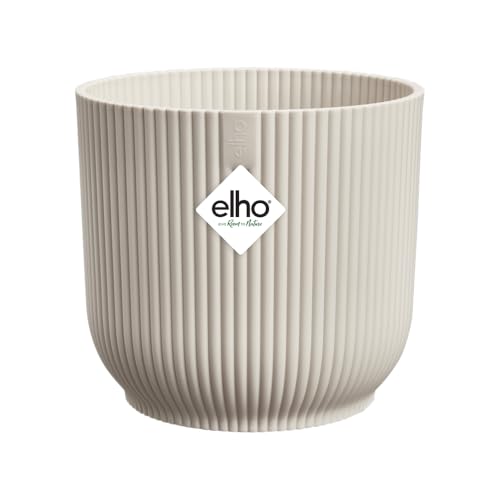 elho Vibes Fold Rund 16 Pflanzentopf - Blumentopf für Innen - 100% recyceltem Plastik - Ø 16.1 x H 14.8 cm - Weiß/Leinenweiß von elho