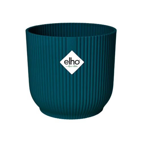 elho Vibes Fold Rund 30 Pflanzentopf - Blumentopf für Innen - 100% recyceltem Plastik - Ø 29.5 x H 27.2 cm - Blau/Tiefes Blau von elho