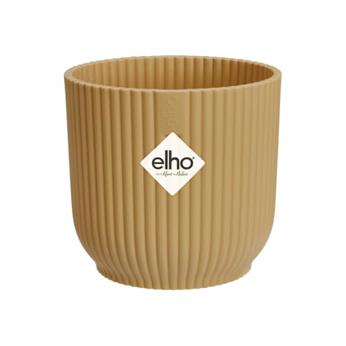 elho Vibes Fold Rund Mini 11 Pflanzentopf - Blumentopf für Innen - 100% recyceltem Plastik - Ø 11.1 x H 10.5 cm - Gelb/Buttergelb von elho