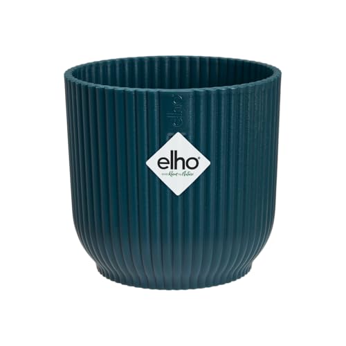 elho Vibes Fold Rund Mini 7 Pflanzentopf - Blumentopf für Innen - 100% recyceltem Plastik - Ø 7.0 x H 6.5 cm - Blau/Tiefes Blau von elho