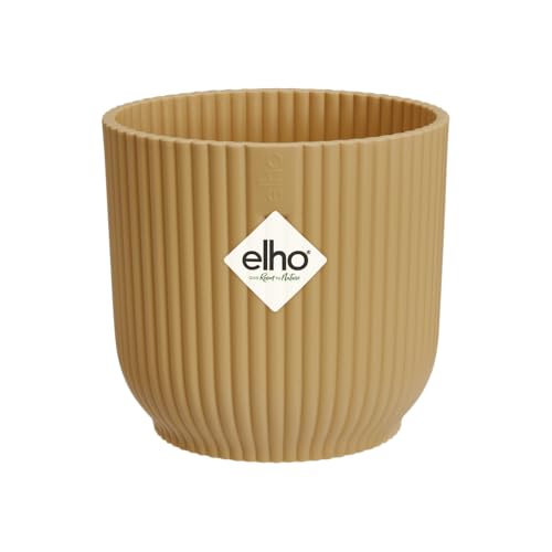 elho Vibes Fold Rund Mini 9 Pflanzentopf - Blumentopf für Innen - 100% recyceltem Plastik - Ø 9.3 x H 8.8 cm - Gelb/Buttergelb von elho