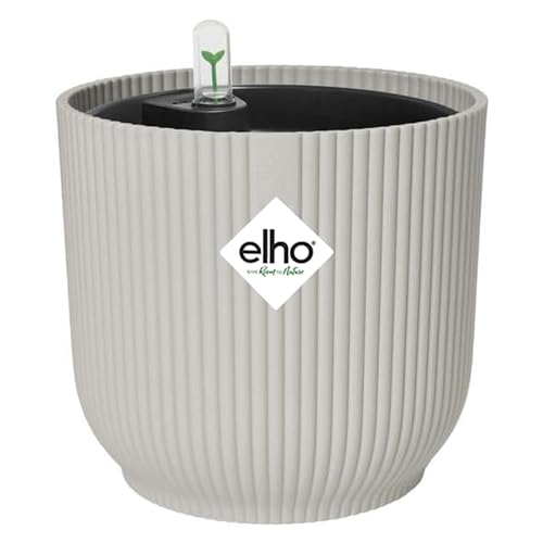elho Vibes Fold runder Blumentopf mit Selbstbewässerungseinsatz - 100% recycelter Kunststoff - Pflanztöpfe Indoor - Ø 22 cm - Weiß/Seidenweiß von elho