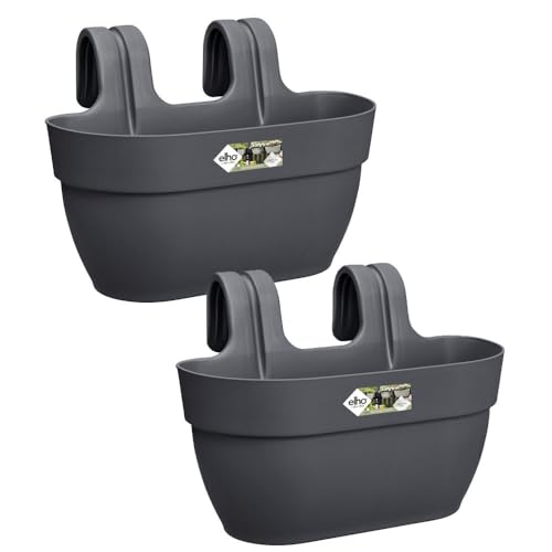 elho Vibia Campana Easy Hanger M 36 - Übertopf für Balkon & Außen - 2er Set - Ø 36.0 x H 26.5 cm - Schwarz/Anthrazit von elho