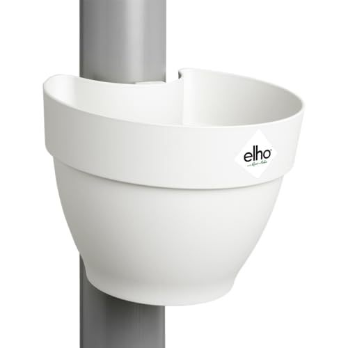 elho Vibia Campana Fallrohrpflanzgefäss 40 - Blumentopf für Regenrohr - vertikaler Garten - 100% recyceltem Plastik - Ø 21.6 x H 16.3 cm - Weiß/Seidenweiß von elho