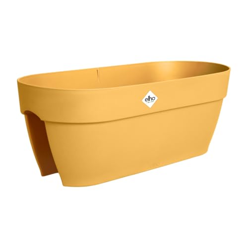 elho Vibia Campana Flower Bridge 60 - Blumenkasten Balkon mit Halterung - 100% Recyceltem Plastik - L 59 x B 26 x H 22 cm - Gelb/Honig Gelb von elho