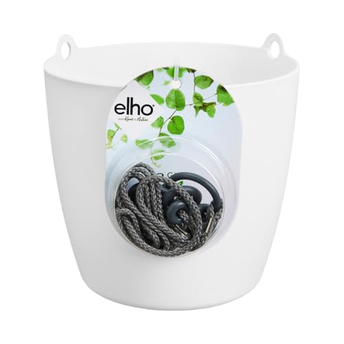 elho Brussels Hängeampel 18 - Blumentopf Hängend - Pflanzentopf für Innen - 100% recyceltem Plastik - Ø 18.3 x H 18.0 cm - Weiß/Weiss von elho