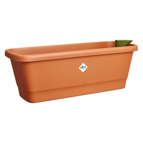 elho noa balkonkasten m - Übertopf für Balkon mit Wasserreservoir - 100% Recyceltem Plastik - Braun/Terra von elho