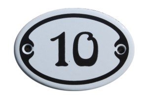Nummer 10 Mini Emaille Schild Jugendstil ca. 4,2 x 6,2 cm Türschild Zimmer Schublade Schrank Kommode Emailschild oval weiß von elina-email-schilder