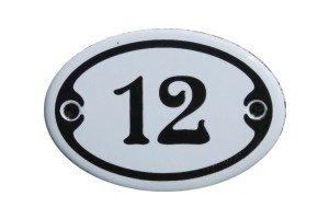 Nummer 12 Mini Emaille Schild Jugendstil ca. 4,2 x 6,2 cm Türschild Zimmer Schublade Schrank Kommode Emailschild oval weiß von elina-email-schilder