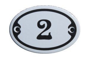 Nummer 2 Mini Emaille Schild Jugendstil ca. 4,2 x 6,2 cm Türschild Zimmer Schublade Schrank Kommode Emailschild oval weiß von elina-email-schilder