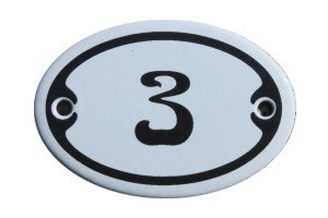Nummer 3 Mini Emaille Schild Jugendstil ca. 4,2 x 6,2 cm Türschild Zimmer Schublade Schrank Kommode Emailschild oval weiß von elina-email-schilder