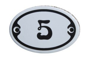 Nummer 5 Mini Emaille Schild Jugendstil ca. 4,2 x 6,2 cm Türschild Zimmer Schublade Schrank Kommode Emailschild oval weiß von elina-email-schilder