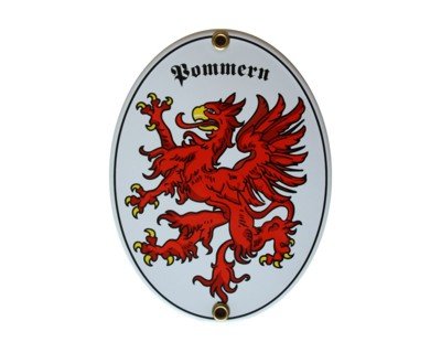 Pommern Emaille Schild Pommern 11,5 x 15 cm Emailschild Oval. von elina-email-schilder