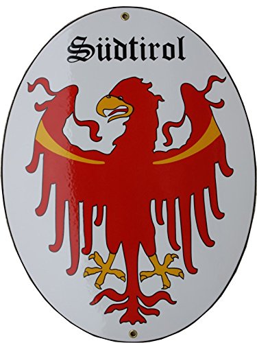 Südtirol Emaille Schild Tirol 28,5 x 37,5 cm Grenzschild Email Oval. von elina-email-schilder