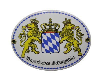 Bayerisches Schutzgebiet Emaille Schild Bayerisches Schutzgebiet 11,5 x 15 cm Emailschild Oval. von elina-email-schilder