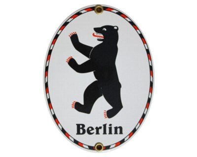 Berlin Emaille Schild Berlin 11,5 x 15 cm Emailschild Oval. von elina-email-schilder