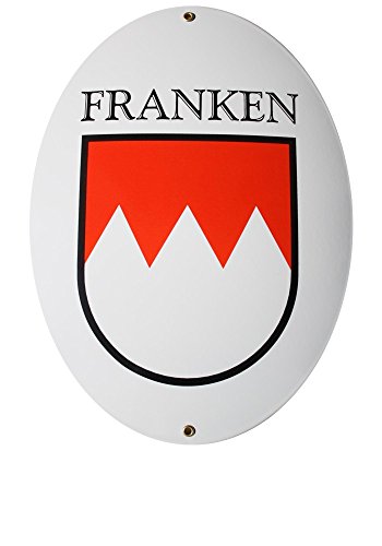 Franken Emaille Schild Franken 28,5 x 37,5 cm Emailschild Oval. Kurzfristiges Sonderangebot Achtung: mit kleinen Mängeln! von elina-email-schilder