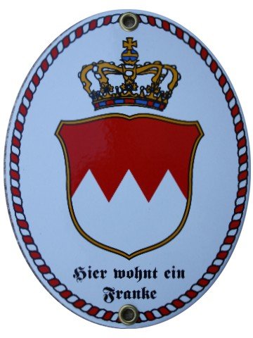 Franken Emaille Schild Hier wohnt ein Franke Emailschild von elina-email-schilder