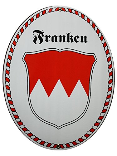 Franken Wappen mit Kordel Rahmen Emaille Schild Franken 28,5 x 37,5 cm Emailschild Oval. Franken Wappen mit Kordel Rahmen Emaille Schild Franken 28,5 x 37,5 cm Emailschild Oval. von elina-email-schilder