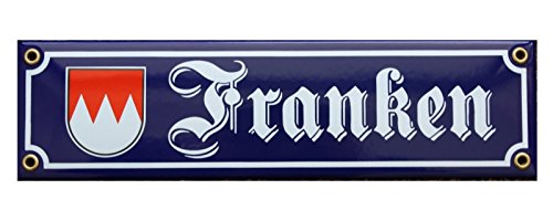 Franken mit Wappen Emaille Schild 8 x 30 cm Emailschild blau. von elina-email-schilder