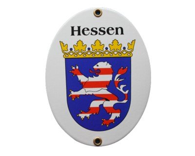 Hessen Emaille Schild Hessen 11,5 x 15 cm Emailschild Oval. von elina-email-schilder