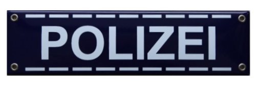 Polizei Deko Emaille Schild 8 x 30 cm Emailschild blau. von elina-email-schilder