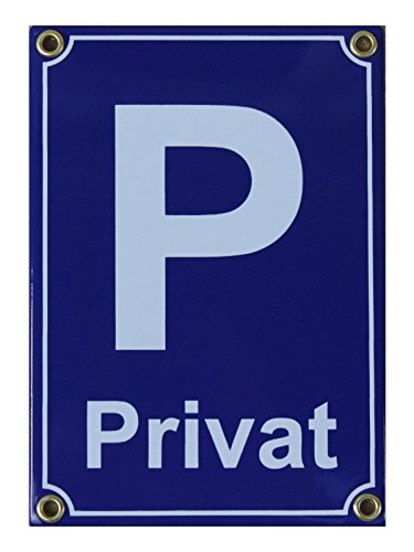 Privat Park Platz Emaille Schild 12 x 17 cm Emailschild blau. von elina-email-schilder