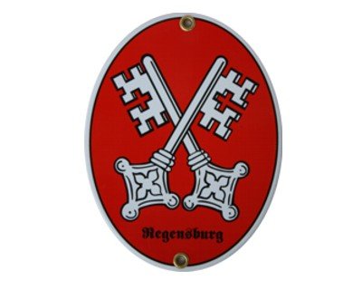 Regensburg Emaille Schild Regensburg 11,5 x 15 cm Emailschild Oval. von elina-email-schilder