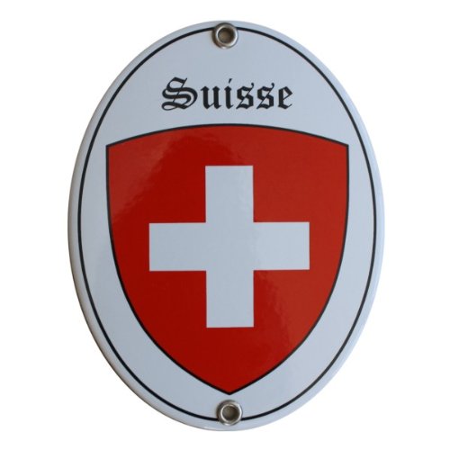 Schweiz Kanton Suisse Emaille Schild 11,5 x 15 cm Emailschild Oval. von elina-email-schilder