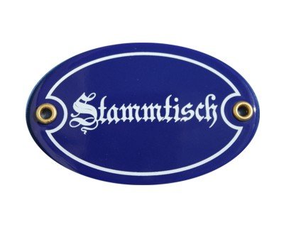 Stammtisch Emaille Schild Stammtisch 7 x 10,5 cm Emailschild Oval blau (ohne Holzrahmen) von elina-email-schilder