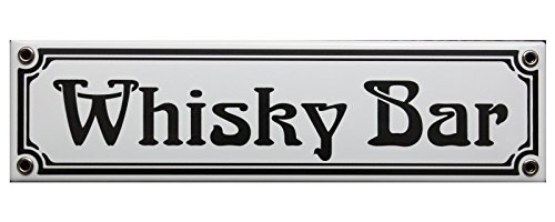 Whisky Bar Emaille Schild 8 x 30 cm Jugendstil Emailschild weiß. von elina-email-schilder