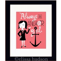 Immer Ein Anker-Mädchen-Druck Große Schwester Kleine Bid Day Initiation Wohnheim Wandkunst von elissahudson