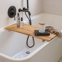 Massive Eichen-Badewannenablage - Holz-Badewannenbrett Mit Weinglashalter | Luxuriöses Spa-Geschenk Handgefertigtes Entspannungsregal von eliteoakdesign