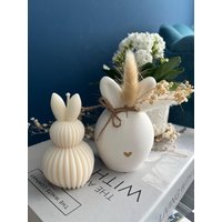 Osterset Bestehend Aus Hasenkerze Und Hasendeko Mit Trockenblumen von eljotsheimatshop