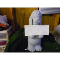 Bereit, Farbe Keramik Stehen Hund Mit Schild Bereit, Farbe Keramik Stehen Hund Mit Schild von ellareid2