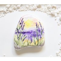 Marmorstein - Lavendel Aquarell Blume Geschenk Geburtstag Bemalter Stein Lackiert von ellenshomedeko
