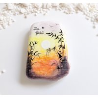 Trauerstein - Gedenkstein Gräser- Sonnenuntergang Natur Marmorstein Bemalter Stein von ellenshomedeko