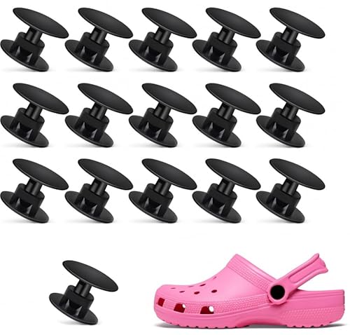 elook 16 Paar Schraubnietverschluss, kompatibel mit Krokodilnieten Ersatzknöpfe, Steckschnallen sichere langlebige Nietenkomponenten für Sandalen, Flip-Flops, Gartenstrandschuhe (Schwarz) von elook
