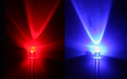 10 Stück Blink LED 5mm selbstblinkend rot-blau incl. Widerstände von elpohl