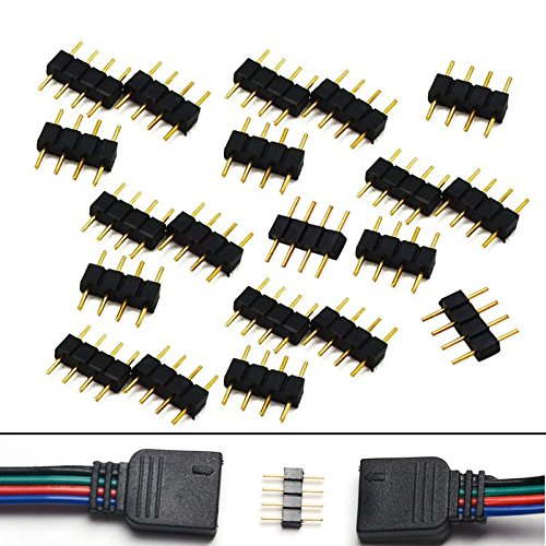 elpohl 20x Schwarz 4 polig Steckverbinder RGB LED Stecker für SMD 5050 3528 2835 RGB LED-Streifen LED Strip Leiste Streifenlicht … von Jindia