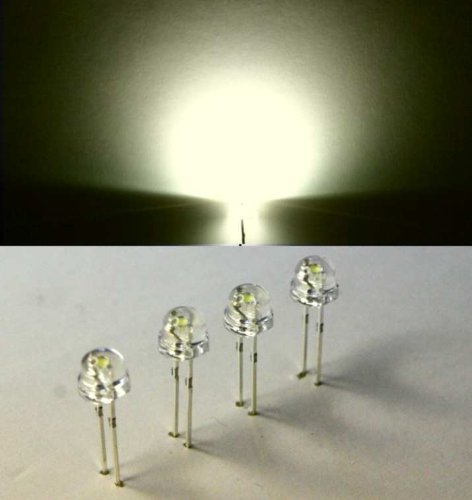 elpohl 50 LED weiß 2500mcd warmweiß, white 120° 5mm Flachkopf Strawhat Strawcap RoHS von elpohl