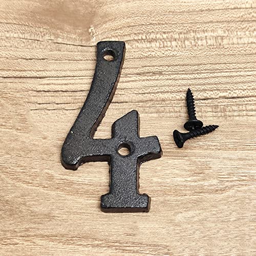 3D Haus Plaque Zahlen Brief A-Z Schwarz Gusseisen 8cm Metall Digitale Tür Platte Zeichen mit Schraube Alphabet Hause Outdoor Anti-Rost Außen Signage Türschild Hotel Wohnung Straße Mailbox (4) von elpruperif