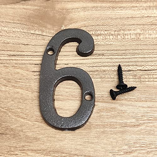 3D Haus Plaque Zahlen Brief A-Z Schwarz Gusseisen 8cm Metall Digitale Tür Platte Zeichen mit Schraube Alphabet Hause Outdoor Anti-Rost Außen Signage Türschild Hotel Wohnung Straße Mailbox (6) von elpruperif